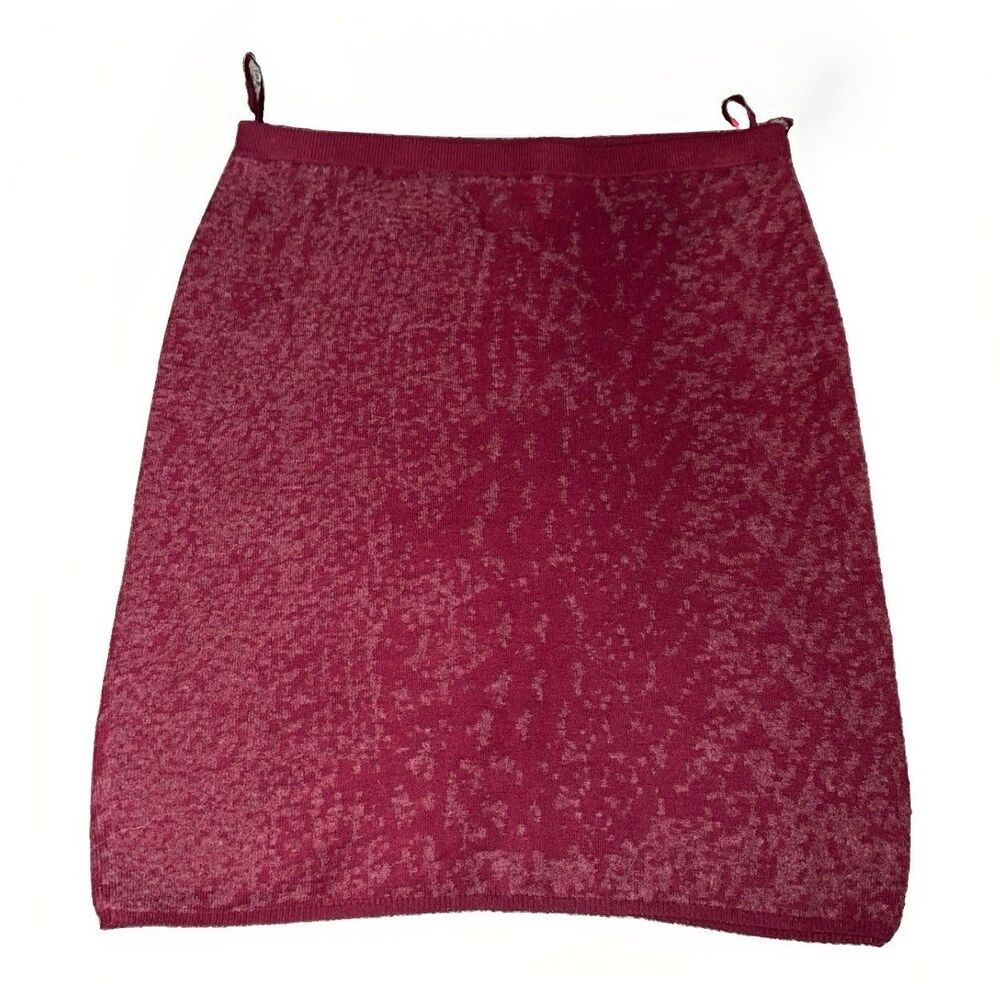 Eileen Fisher Sz S Merino Wool Blend Burgundy Knit Pencil Skirt Pull On Stretch